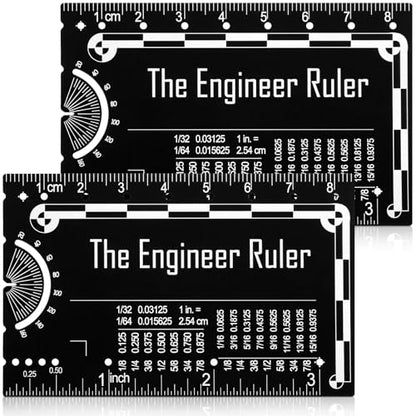 Chumia 2 Pcs Engineer Ruler 3 Inch Metal Protractor Compass Multitool