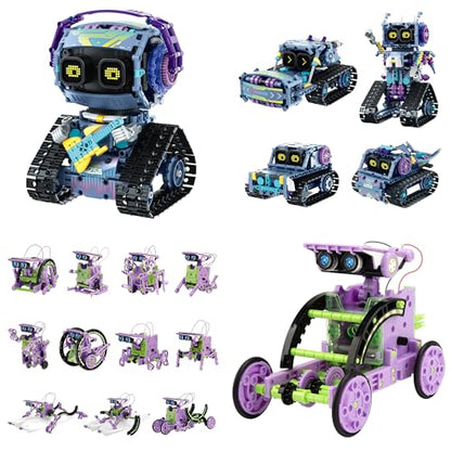 Sillbird Bundle - 2 Items Robot Building Kit with Remote Control & Solar Robotic Toy Christmas STEM Gifts for Kids Boys Ages 8-14, DIY Science Educational Set