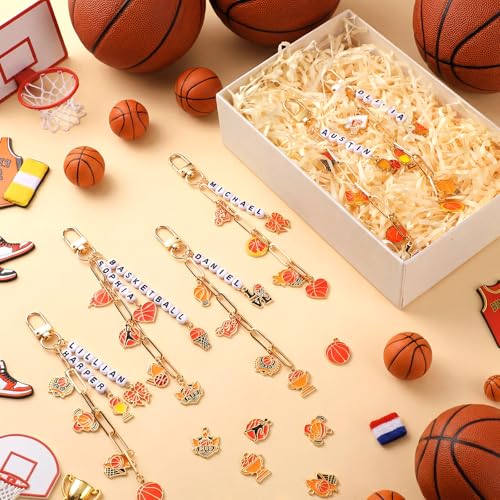 CraftyDream 558Pcs Basketball Charm Keychain Making Kit Name Bead DIY Craft - style: Basketball