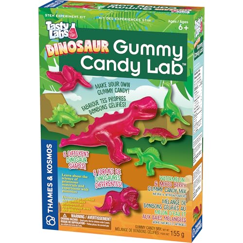 Thames & Kosmos Dinosaur Gummy Candy Lab, Tasty Labs STEM Experiment Kit, Make Your Own Dinosaur-Shaped Gummies, Explore Chemistry in Cooking, Safe to Eat, Ages 6+, Made in USA | 2-Language Ver, EN/FR