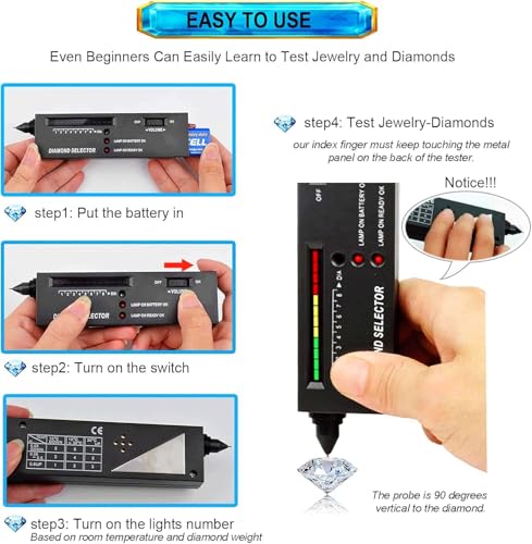 Diamond Tester,Jewelry Diamond Tester Pen+200g/0.01g Mini Jewelry Scale＋60X Mini LED Magnifying, Professional Diamond Selector for Novice and Expert,Thermal Conductivity Meter(Diamond Tester +) - color: Diamond Tester +