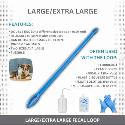 Fecal Loop for Animals, Stool Sample Collection Kit for Dogs, Goats, Sheep and Other Animals. Take Stool Samples Quickly and Easily with Reusable Double end Loop (Large/X-Large, 1) - size: Large/X-Large