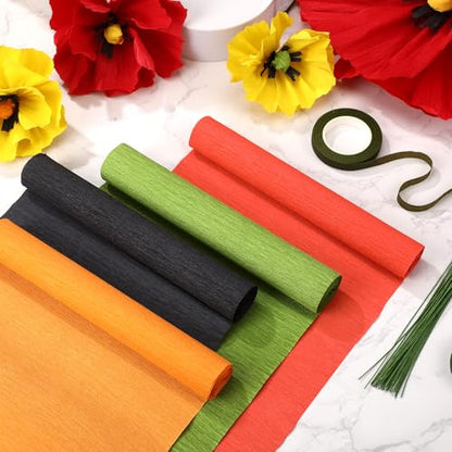 Gersoniel 57 Pcs Crepe Paper DIY Kit for Flower Making, Bright - color: Bright