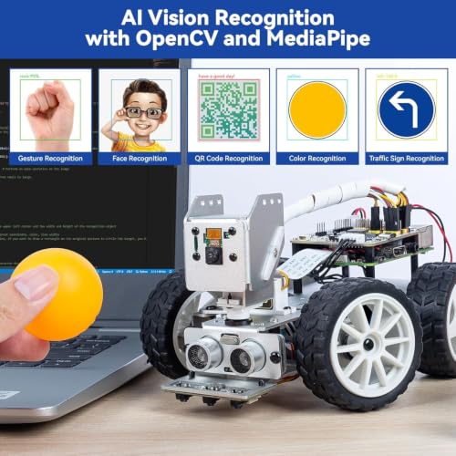 SunFounder Picar-X AI Robot Smart Car Kit for Raspberry Pi 5/4/3B+/Zero 2w, Openclaw LLMs ChatGPT/Gemini/Grok, Voice&Video Recognition, Python, Scratch, Camera (RPI NOT Included) - color: Picarx