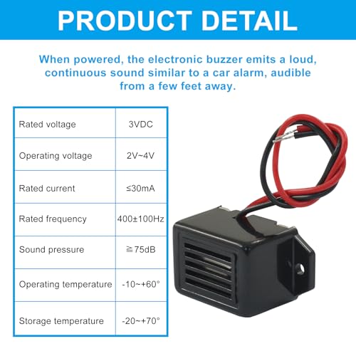 6 Pack Mini Buzzers, 12V Leads 400Hz Electronic Components, Mechanical Buzzer for Morse Code Projects/Electronic Enthusiasts