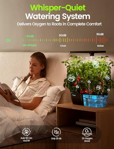LETPOT LPH-Lite Hydroponics Growing System, 12 Pods Smart Herb Garden Kit Indoor, Indoor Garden, APP & WiFi Controlled, with 24W Growing LED, 5.5L Water Tank, Pump System, Automatic Timer - size: 12 Pods-Black