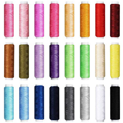 JUNING Sewing Kit with Case, 130 pcs Sewing Supplies for for Mom Grandma Women Men Home Travel and Emergency, Contains 24 Spools Threads, Sewing Needles, Scissors, Thimble, Measuring Tape and More - size: A-24 Threads