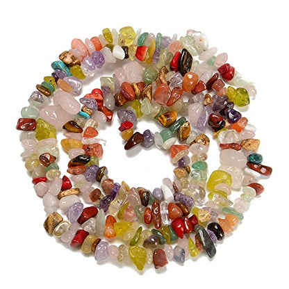 7-8mm Natural Mulite Quartz Gemstone Chips Healing Gravel Bracelets Necklace Kit Irregular Tumble Stone Beads DIY Crafts Design Jewelry Making 32" - color: Mulite Quartz