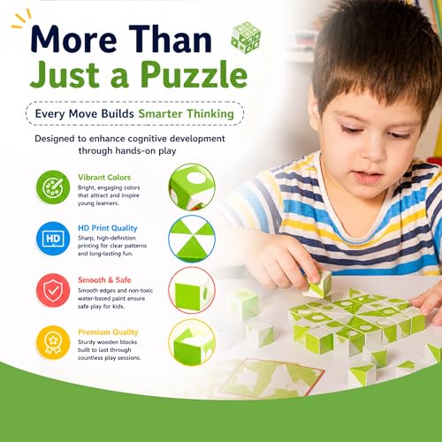 STEM Puzzle Toy – Digital Building Blocks Counting Learning Toddler Toys, Montessori Cube Puzzle for Educational Logical Thinking & Imagination, Sensory Travel Gift for 3,4,5,6,7 Years Kids
