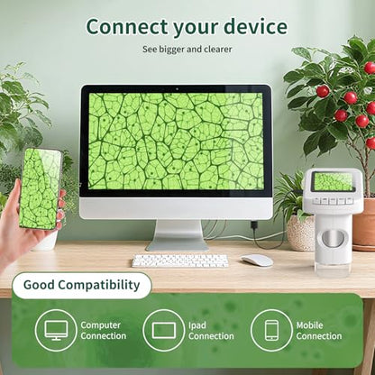 Kids Digital Microscope 1200X Handheld Portable STEM Science Toy(White)