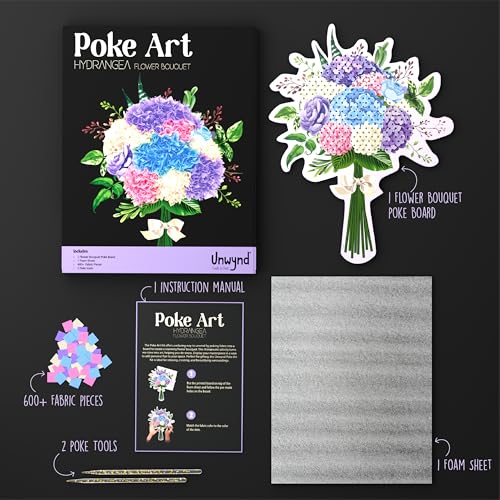 Unwynd Poke Art Hydrangea Flower Bouquet Kit for Adults, Women and Teens - style: Hydrangea