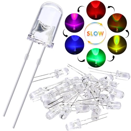 EBOOT 100 Pcs Clear Light Emitting Diodes Bulbs LED Lamp,5mm,Multicolor 01 - color: Rgb Multicolor Slow Blinking