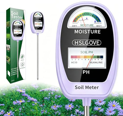 HSLGOVE Soil Test Kit, 2-in-1 Soil Moisture Meter/Soil PH Meter, Dual Screen Soil Tester, Soil Moisture Meter for Plants Watering/Gardening for Lawn,Farm Indoor&Outdoor Use-Grape Purple