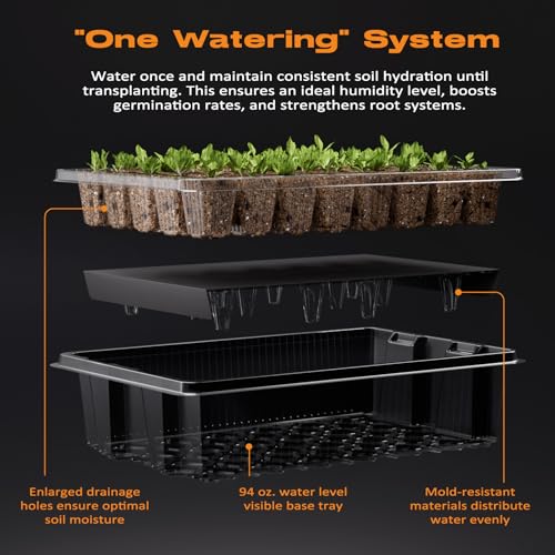 Patigrow 80-Cell Self-Watering Seed Starter Tray with Grow Light, Seed Starter Kit with 4.07” Humidity Dome, Indoor Seedling Starter Tray, Seed Starting Trays for Plant Germination, Seeds Growing