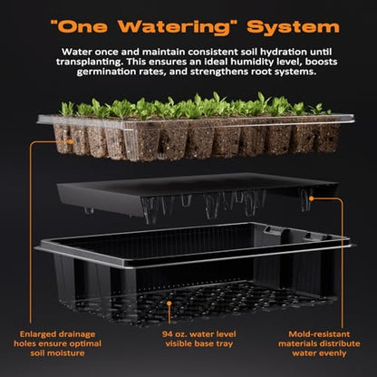 Patigrow 80-Cell Self-Watering Seed Starter Tray with Grow Light, Seed Starter Kit with 4.07” Humidity Dome, Indoor Seedling Starter Tray, Seed Starting Trays for Plant Germination, Seeds Growing
