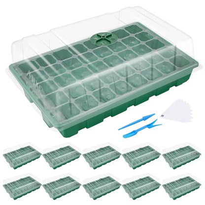 MIXC 10Pack Seed Starter Tray, 400Cell Mini Propagator Greenhouse Grow Kit - color: Green, size: 40-Cell 10-Pack