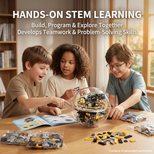 STEM Robot Building Kit, 804PCS APP & Remote Control Spherical Robot Ball Toy for Kids Ages 8-12 14+, Mechanical Building Blocks Set, Cool RC Toy with 17 LED Expressions, Cyberpunk Gifts