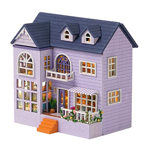 Flever Dollhouse Miniature DIY House Kit Creative Room with Furniture for Romantic Valentine's Gift (Happy House) - color: Happy House