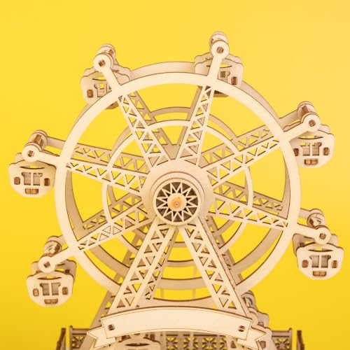 DIY Wooden Ferris Wheel Music Box Kit, 3D Wooden Puzzle & Mechanical Model Building Kit, Rotating Ferris Wheel Craft Kit, Ages 14+, Fur Elise