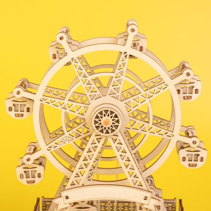 DIY Wooden Ferris Wheel Music Box Kit, 3D Wooden Puzzle & Mechanical Model Building Kit, Rotating Ferris Wheel Craft Kit, Ages 14+, Fur Elise