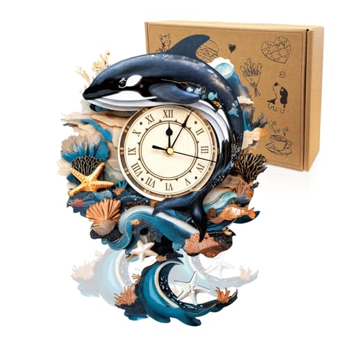 3D Wooden Puzzles for Adults-Killer Whale Clock Puzzle-Adult Craft - color: Killer Whale Clock