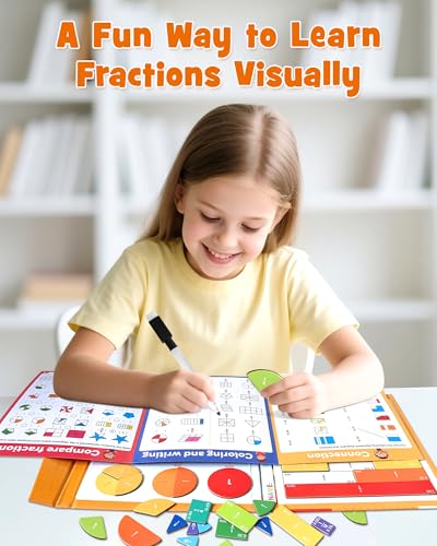 Large Magnetic Fraction Playbook Maths Manipulatives for Kids - color: Orange (10.16 X 8.27 In)