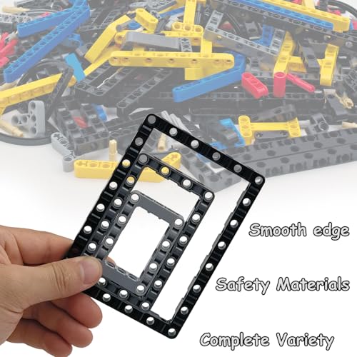 500 Pcs Technical Parts Bricks Set- Classic Frame Steering Beam Axles Connectors and Pins Building Blocks Accessories Compatible with Major Brands Tech Bricks