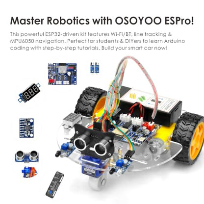 OSOYOO Espro 2WD Robot Car Kit for Arduino ESP32 STEM Learning w/Tutorials