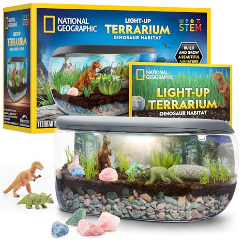 National Geographic Light-Up Dinosaur Terrarium Kit for Kids Ages 6+ - style: Large Dino Habitat