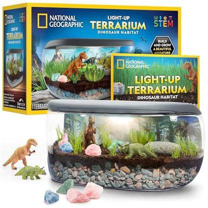 National Geographic Light-Up Dinosaur Terrarium Kit for Kids Ages 6+ - style: Large Dino Habitat