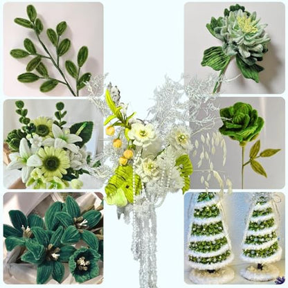 5-Color Green Pipe Cleaner Flower Kit,300 Pcs Pipe Cleaners Craft - color: Green