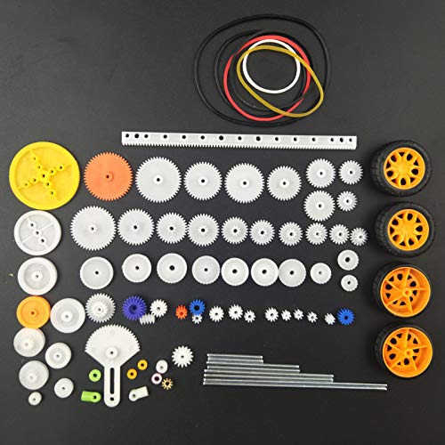 EUDAX 82 pcs Plastic Gear Package Kit - DIY Gear Assortment Accessories Set for Toy Motor Car Robot Various Axle Belt Bushings (Pack of 3) - size: Small (Pack of 3)