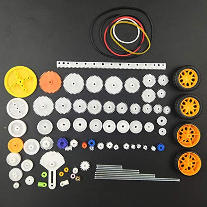 EUDAX 82 pcs Plastic Gear Package Kit - DIY Gear Assortment Accessories Set for Toy Motor Car Robot Various Axle Belt Bushings (Pack of 3) - size: Small (Pack of 3)