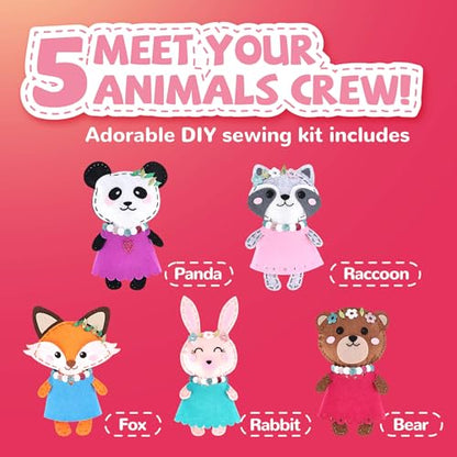 Cymbana Sewing Kit for Kids, Make a Friend 5 Felt Kids Sewing Crafts 6+ - color: Animal