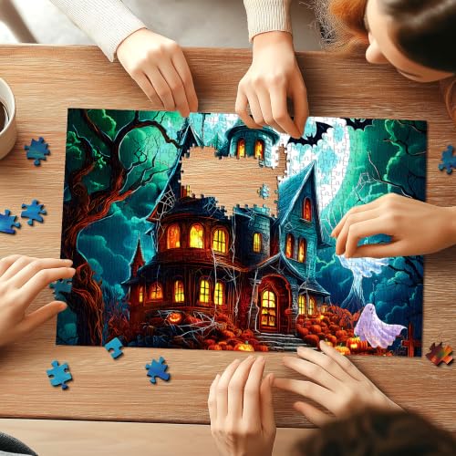 Blueforest Halloween Haunted House 1000 Piece Jigsaw Puzzle for Adults - color: Halloween Haunted House