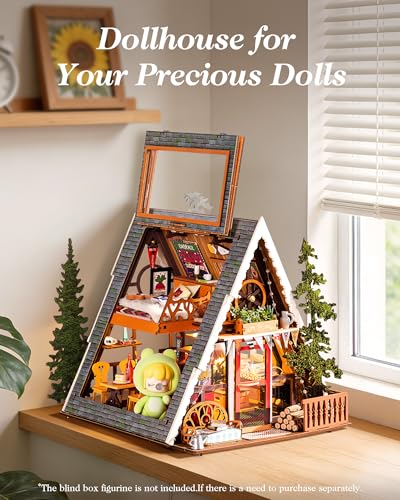 Rolife DIY Miniature Forest Tiny House Kit-A-Frame Cabin with LED Lights