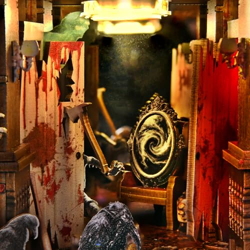 TOYQI Book Nook Kit, DIY Miniature Dollhouse Kit for Adults and Teens - color: Haunted Mansion