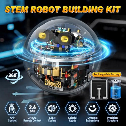 Transparent Spherical Robot Building Block Kit STEM Toys for Kids