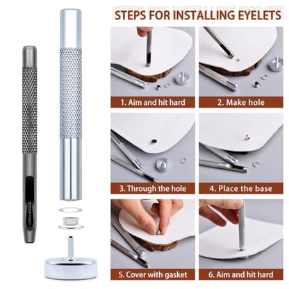 SEMINI 800 Sets 4 Colors 3.5mm Grommet Eyelet Kit with Install Tool Kit - color: 4 Color,3.5mm,800Set