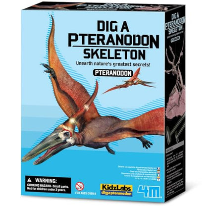 4M Dig a Pteranodon Skeleton Kit for Kids Ages 8-12 – Flying Reptile Fossil Excavation Set with 15 Realistic Bones, STEM Paleontologist Digging Kit with Hammer, Chisel & Brush, Educational Gift