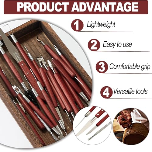 LINPHCEY 22-Piece Clay Sculpting Tools Set Perfect for Polymer Air Dry Modeling Clay Beginners & Professionals Ideal for DIY Pottery & Ceramics Tools for Clay Sculpey Sculpting & Crafting - color: 22PCS/SET