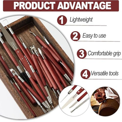 LINPHCEY 22-Piece Clay Sculpting Tools Set Perfect for Polymer Air Dry Modeling Clay Beginners & Professionals Ideal for DIY Pottery & Ceramics Tools for Clay Sculpey Sculpting & Crafting - color: 22PCS/SET