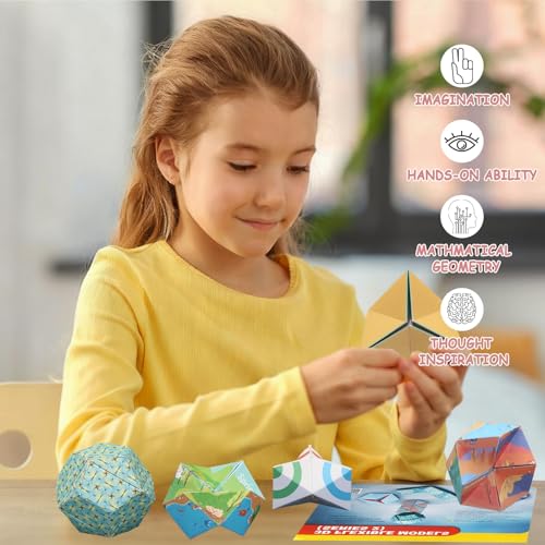 STEM Educational 3D Paper Folding Math Puzzles Set - Flipping Regular Dodecahedron,Soccer - color: Green