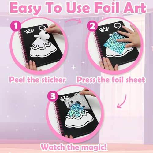 FUNNYB&G Foil Art Craft Kit for Kids, Sparkly Birthday Gift Toy for Girls - style: Dress