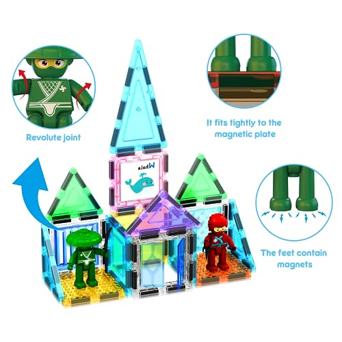 PicassoTiles 100PC Magnetic Tiles Construction Building with Carrying Case Included Block Set with Car, 8 Sets of Characters and Base Whiteboard Marker Playset Toy Kit for Boys & Girls Ages 3+ PB01 - color: 100pcs