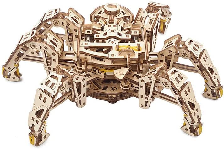 UGEARS Hexapod Explorer 3D Puzzle - Walking Robot Wooden Model Kits for Adults to Build - Self-Propelled 6-Legged Mechanical Crawler Craft Kit - 3D Wooden Puzzles for Adults