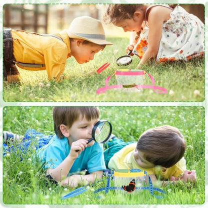Halloscume 4 Pack Bug Catcher Insect Viewer for Kids with Tweezers, Deep - color: Deep
