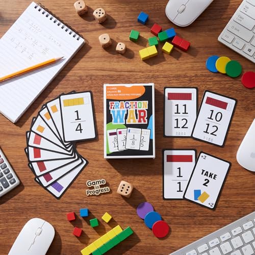 Blueweenly 5 Pcs Fraction War Fun Math Game Easy to Learn Math Card Game