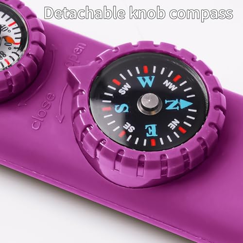 Multifunctional Survival Emergency Whistle for Kids with Compass Hiking Survival, Thermometer & Neck Lanyard | Emergency Safety Gear for Hiking, Camping, Kayaking, Boating, Climbing - color: rose purple2pcs