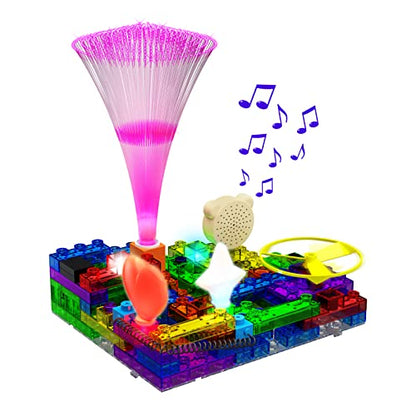 E-BLOX Build Your Own Glowing LED FM Radio Kit, 395 Fun STEM Electrical Science Projects, Building Blocks Circuit Toy Set for Kids, Birthday Gift, Boys, Girls, 8+ - style: Glowing LED FM Radio